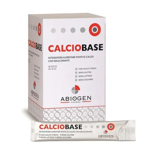 Calciobase  -  Integratore alimentare a base di calcio Gusto ciliegia senza zuccheri aggiunti - Formato 30 stick da 10 ml