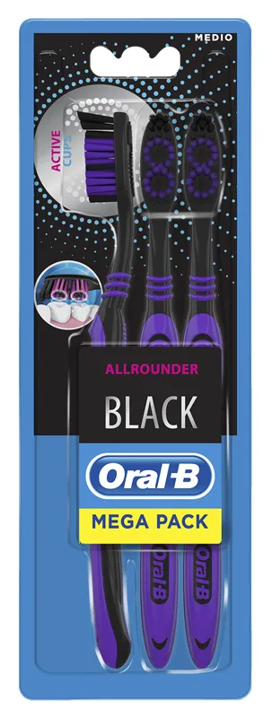 ORALB ALL ROUNDER BLACK SPAZZOLINO MANUALE 3 PEZZI